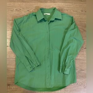 OAK + FORT Oversized Green 100% Cotton Shirt size S Cottagecore Forestcore